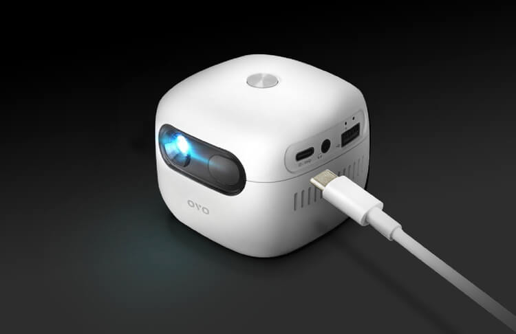 u1d小蘋果智慧投影機 內建電池，支援PD快充。
